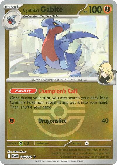 Cynthia's Gabite - Poké Ball - 110/217 - Uncommon [me025-110] [Reverse Holo]