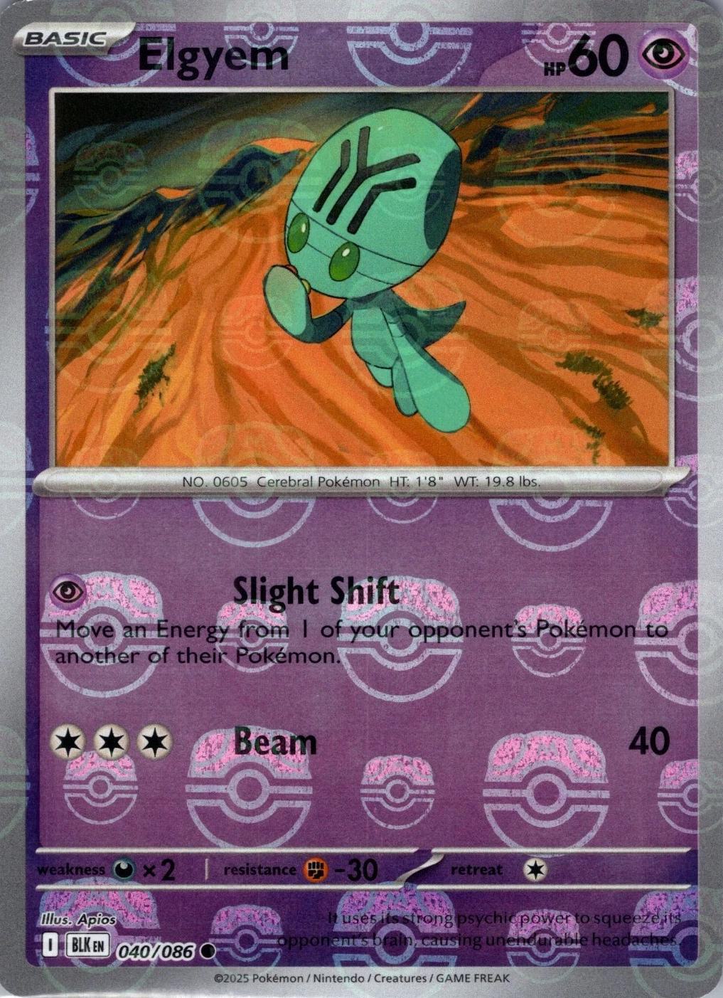 Elgyem - Master Ball Pattern - 040/086 - Common [sv105b-040] [Reverse Holo]