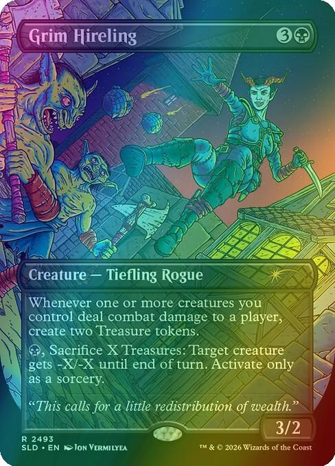Grim Hireling [2493] [Borderless] [D&D: Shadows Over Baldur's Gate] [Secret Lair Drop] [Foil]