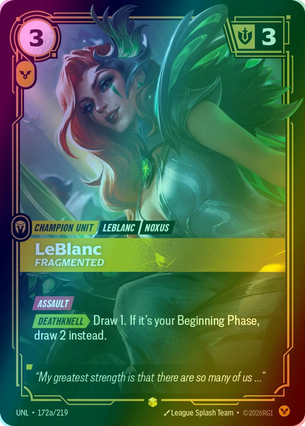 LeBlanc - Fragmented (Alternate Art) - 172a/219 [Unleashed] [Foil]