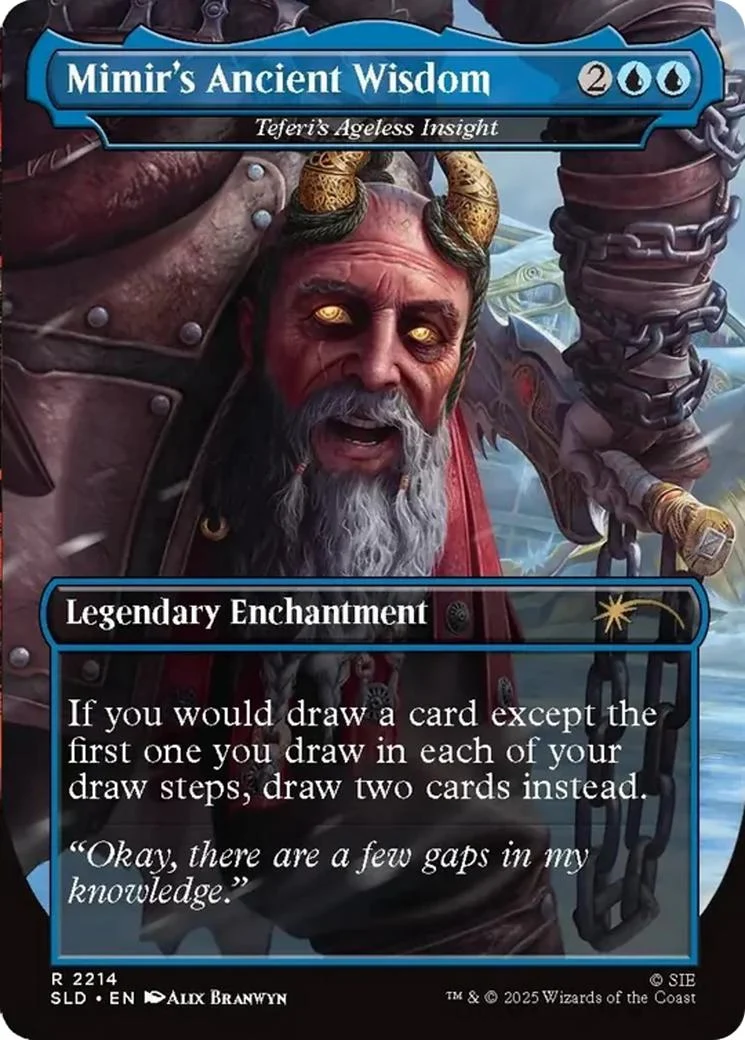 Mimir's Ancient Wisdom - Teferi's Ageless Insight // Mimir's Ancient Wisdom - Teferi's Ageless Insight [2214] [Borderless] [God of War: Norse] [Secret Lair Drop] [Non-Foil] - Image 2