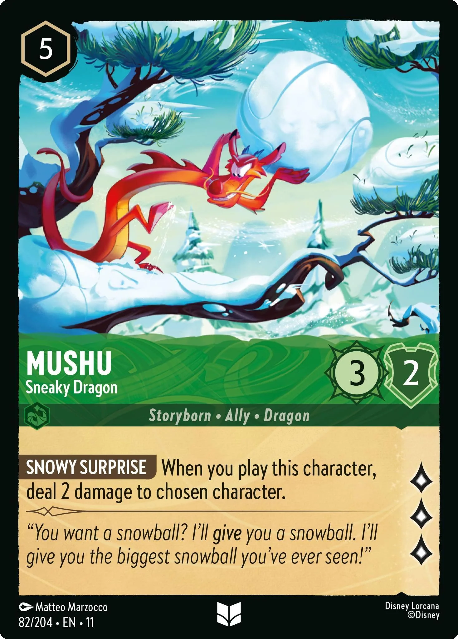Mushu - Sneaky Dragon - 82/204 [Winterspell] [Non-Foil]