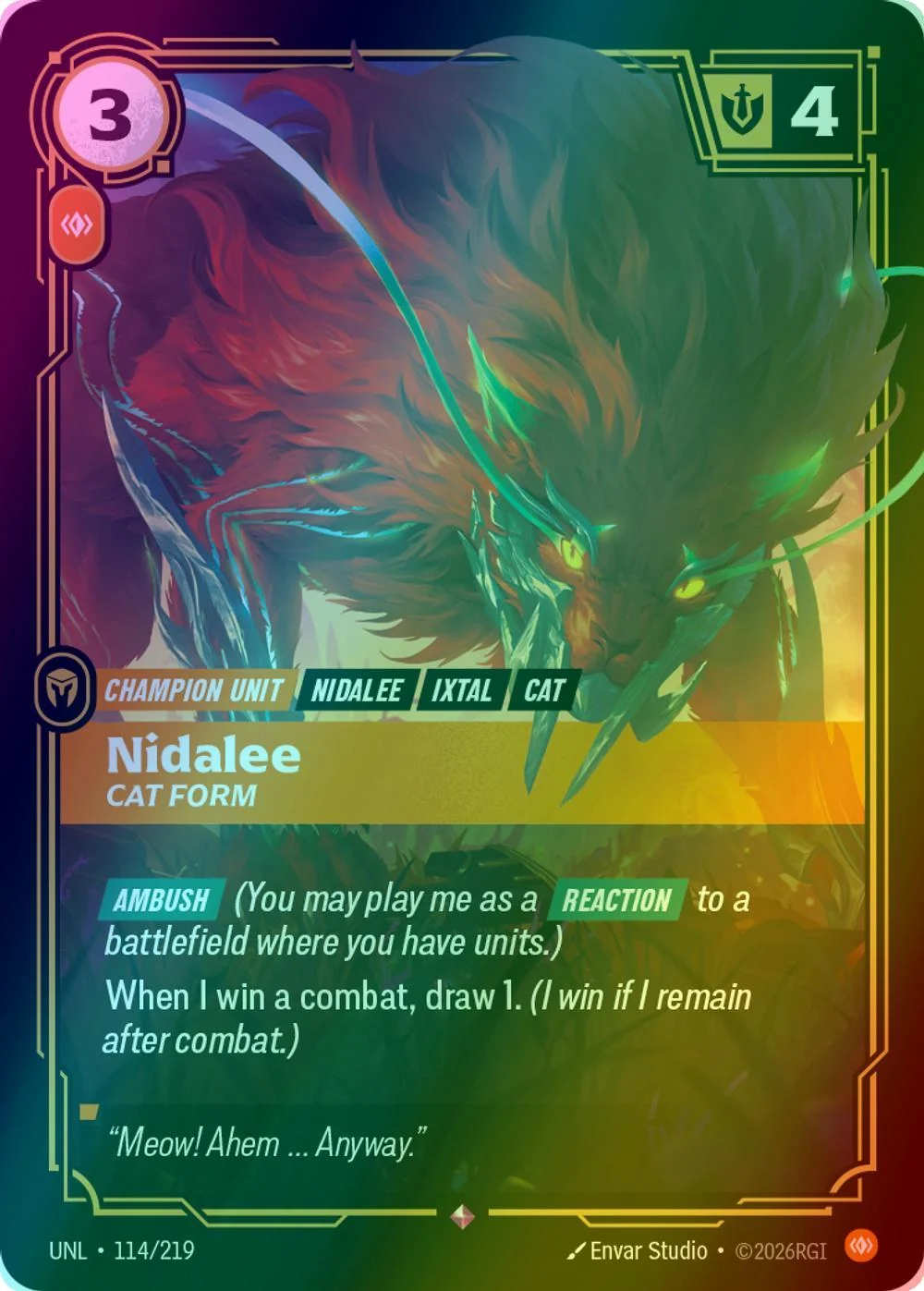 Nidalee - Cat Form - 114/219 [Unleashed] [Foil]