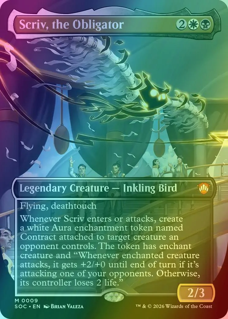 Scriv, the Obligator [9] [Borderless] [Secrets of Strixhaven: Commander] [Foil]