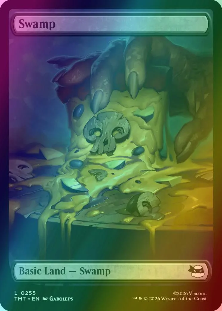 Swamp [255] [Full Art] [Pizza Basic Land ] [Teenage Mutant Ninja Turtles] [Foil]
