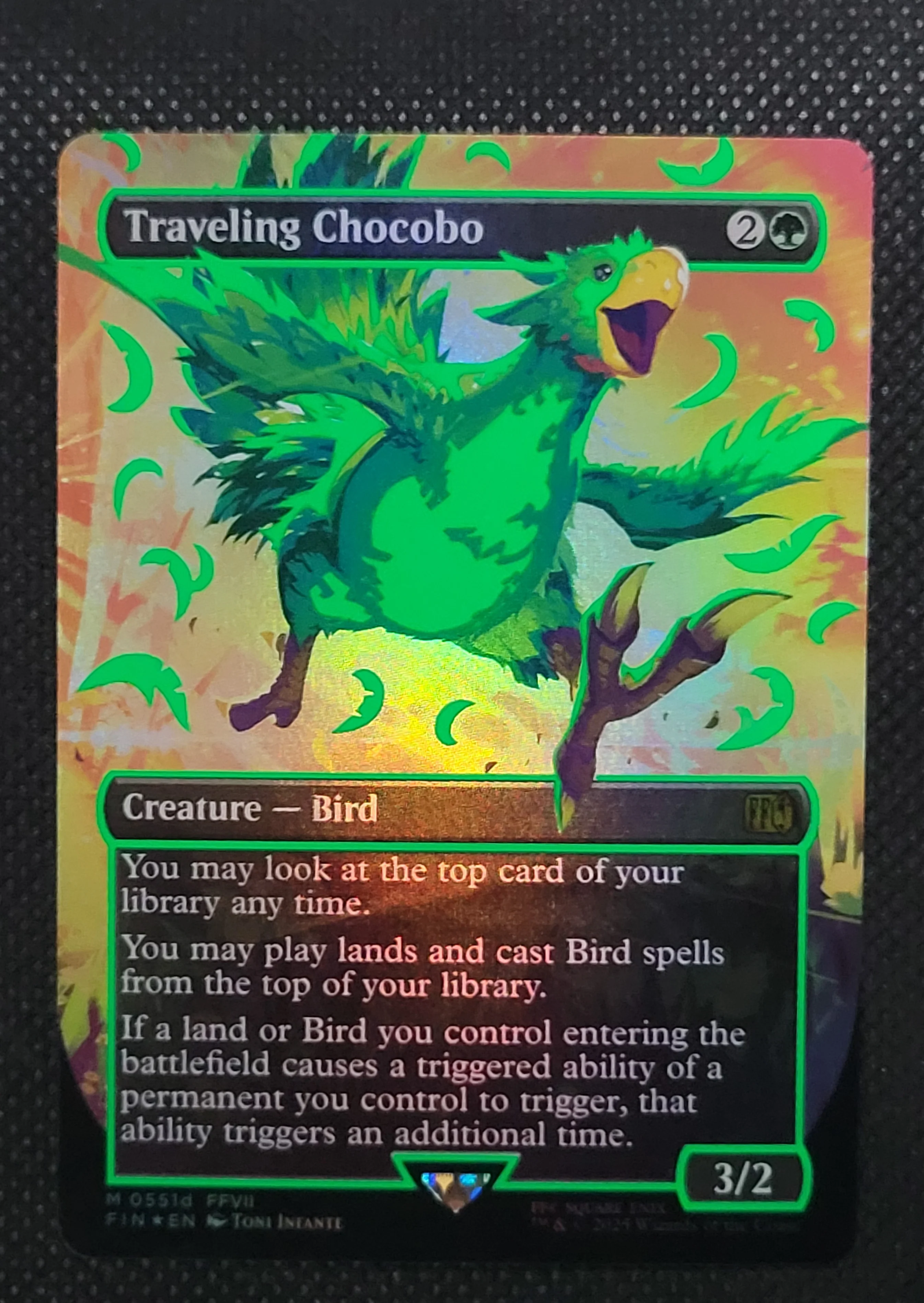 Traveling Chocobo — Borderless|Neon Ink Showcase|Green|Foil — ID 17624 - Image 3
