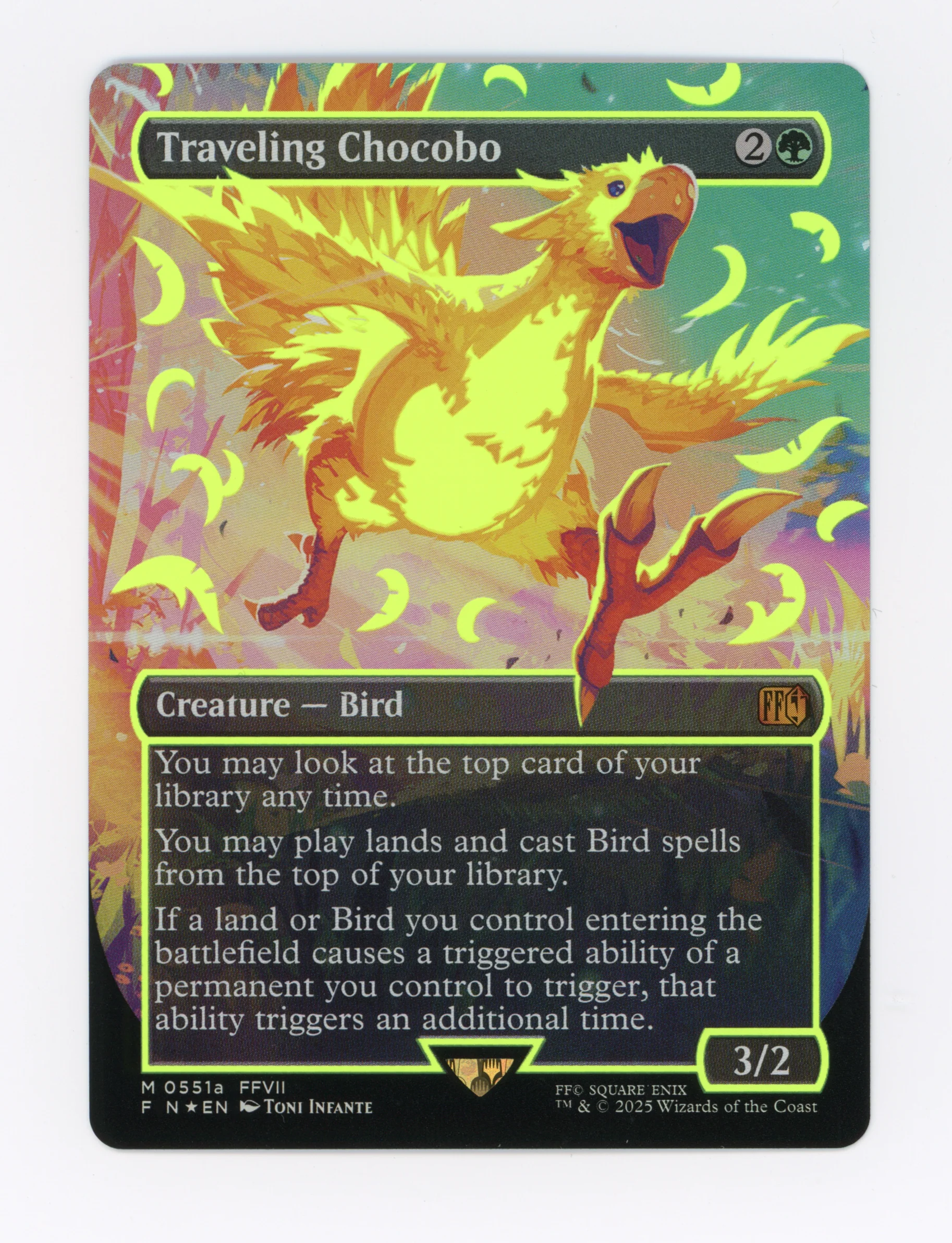 Traveling Chocobo — Borderless|Neon Ink Showcase|Yellow|Foil — ID 16775