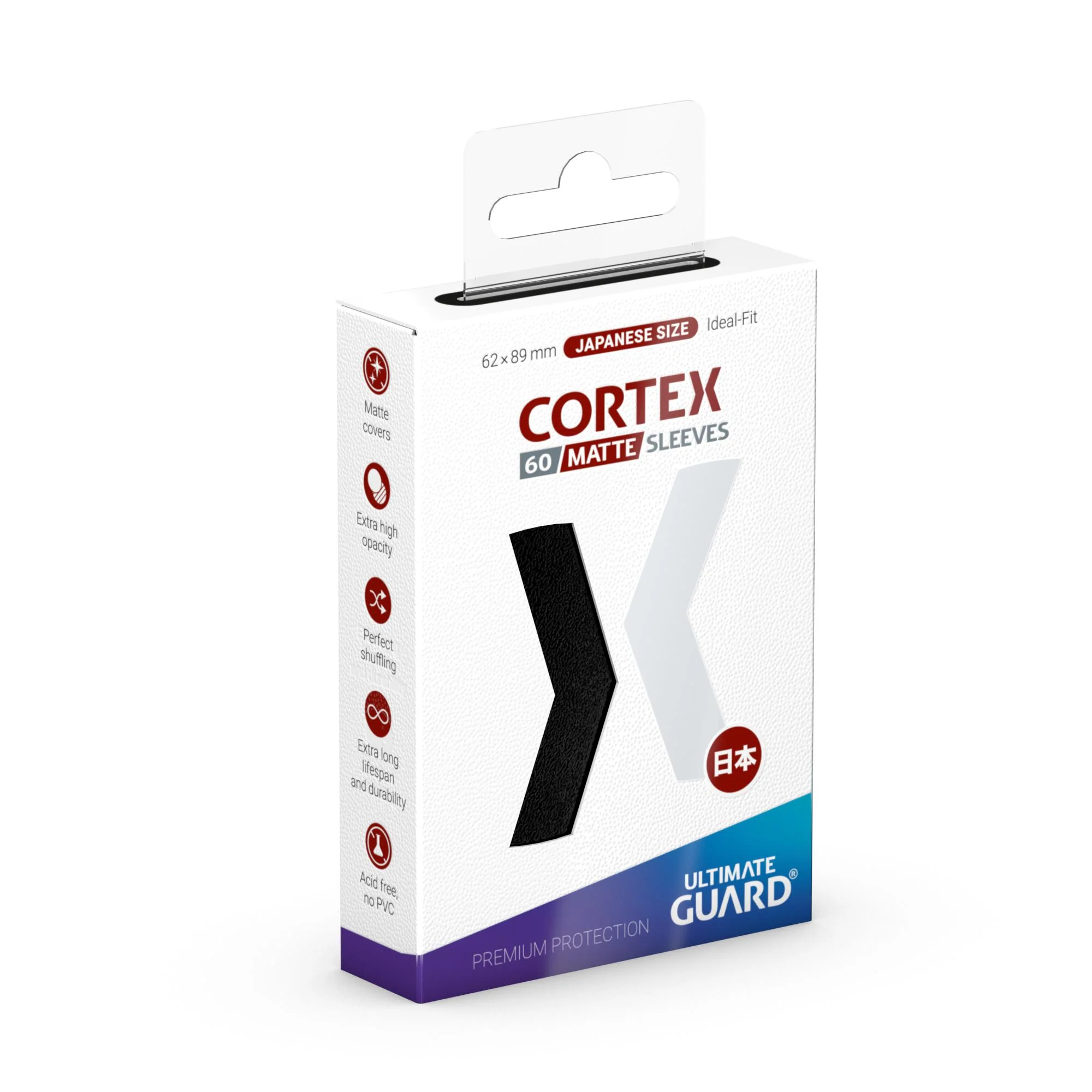 Ultimate Guard Cortex Matte Sleeves - Japanese Size - 60ct - Black