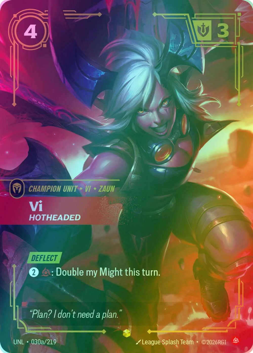 Vi - Hotheaded (Alternate Art) - 030a/219 [Unleashed] [Foil]