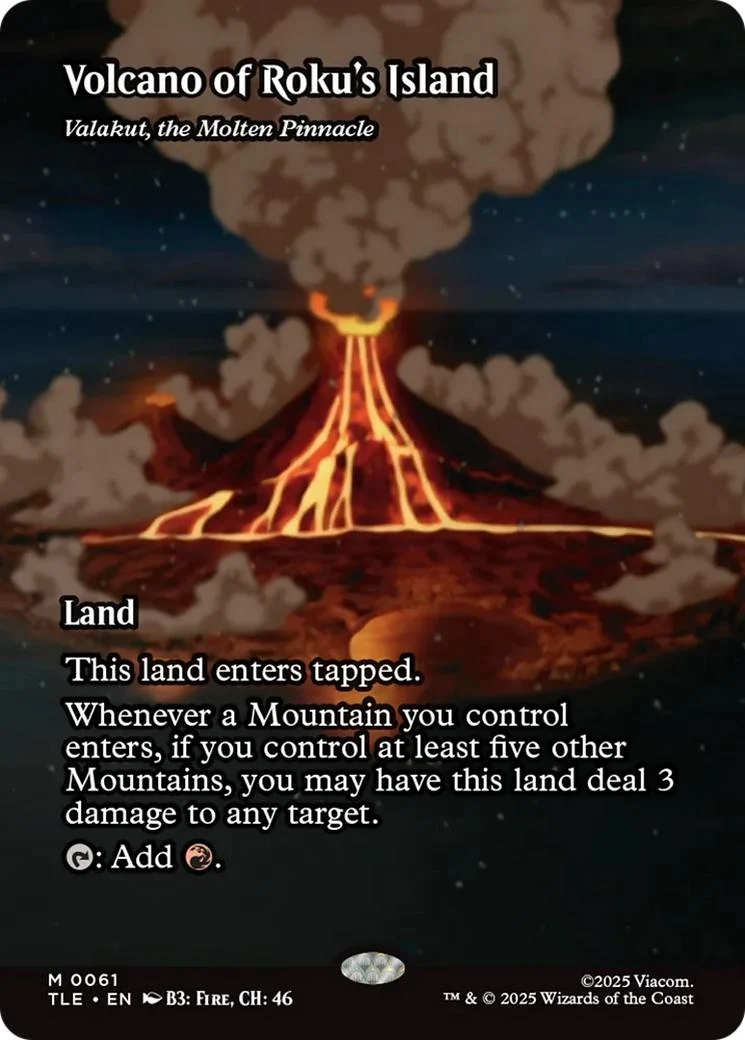 Volcano of Roku's Island - Valakut, the Molten Pinnacle [61] [Borderless] [Source Material] [Avatar: The Last Airbender Eternal] [Non-Foil]